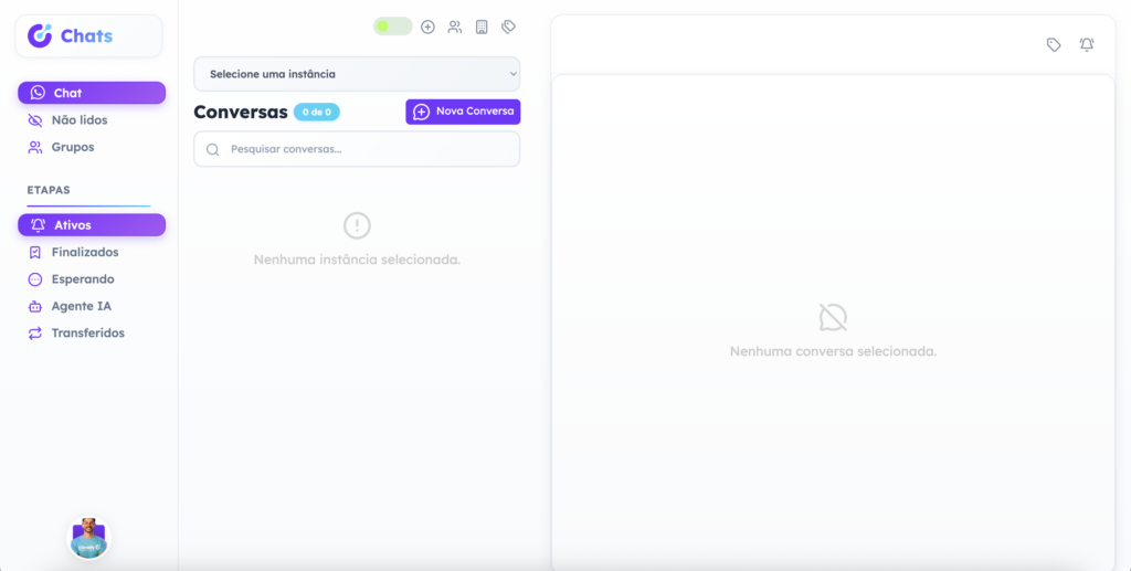 tela de chat de atendimento e agendamentos com ia climbfy